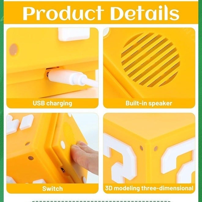 Square Brick Desktop USB Induction Block Brick Night Light Bedside Table Lamp With USB Power Cable - Image 3