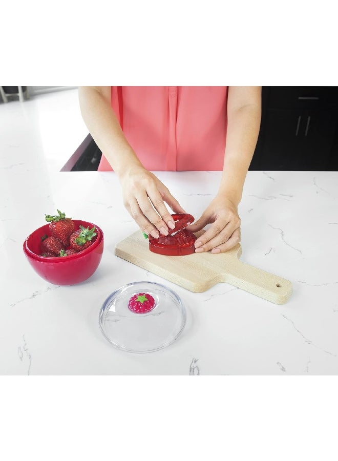 joie Simply Slice BPA-Free Dishwasher Safe Strawberry Slicer Red and Green 1.125 x 3 x 3.75 Inch 88233 - Image 4