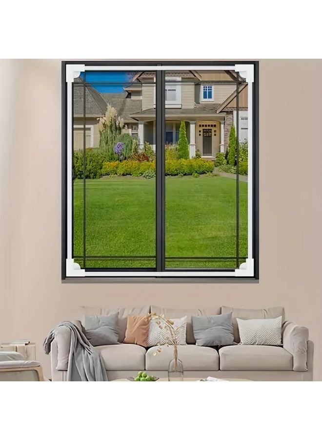 1Set White Magnetic Window Screen Corner Repair Kit With 4 Reinforced Handles 2 Wind Clips - Image 5