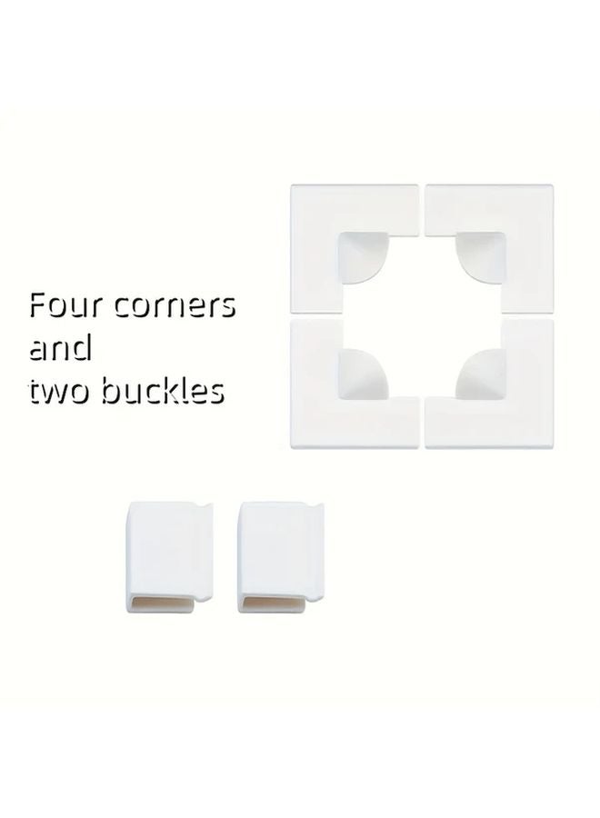 1Set White Magnetic Window Screen Corner Repair Kit With 4 Reinforced Handles 2 Wind Clips - Image 1