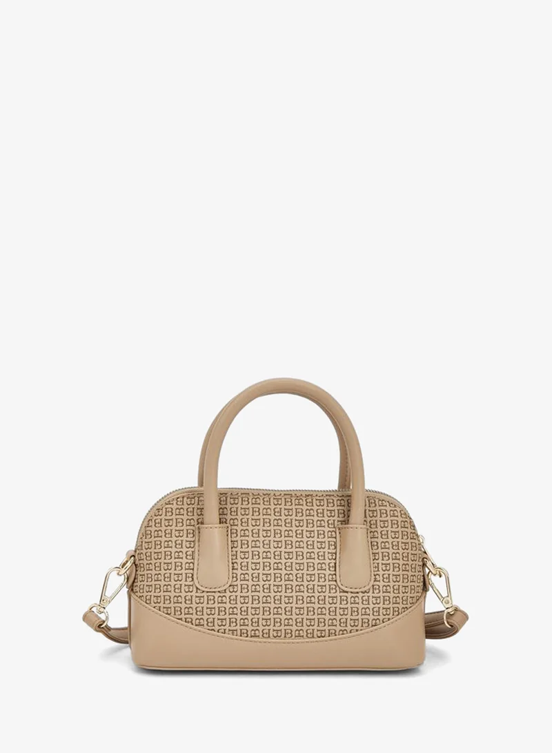 Flora Bella By Shoexpress Beige Flora Bella Monogram Bag With Double Handles, Hanging Charm, And Additional Shoulder Strap for Women | Best Price UAE