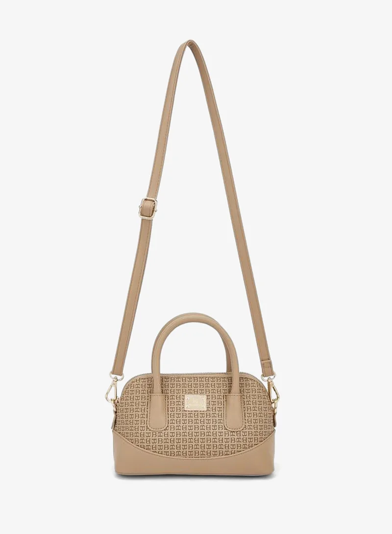 Flora Bella By Shoexpress Beige Flora Bella Monogram Bag With Double Handles, Hanging Charm, And Additional Shoulder Strap for Women | Best Price UAE