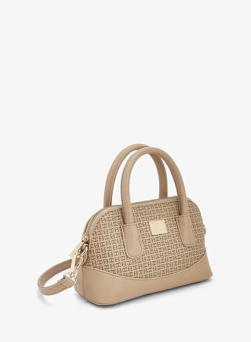 Flora Bella By Shoexpress Beige Flora Bella Monogram Bag With Double Handles, Hanging Charm, And Additional Shoulder Strap for Women | Best Price UAE