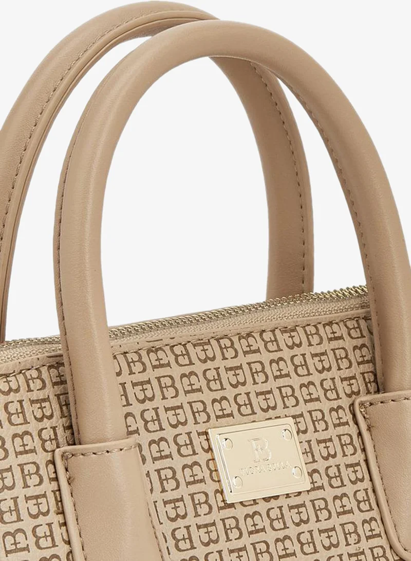 Flora Bella By Shoexpress Beige Flora Bella Monogram Bag With Double Handles, Hanging Charm, And Additional Shoulder Strap for Women | Best Price UAE
