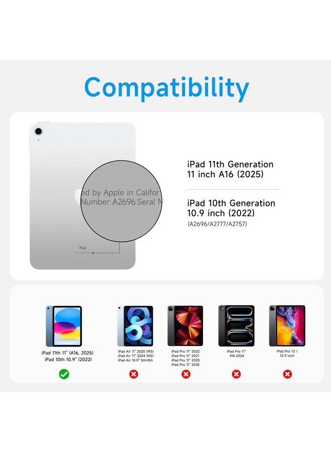 هوو حافظة لوحة مفاتيح HOU لجهاز iPad A16 11/10، حامل مغناطيسي سحري، تصميم عائم، محاور متينة، لوحة تتبع متعددة اللمس، إضاءة خلفية 7 ألوان، بولي يوريثان مقاوم للبقع، بلوتوث  - Image 2