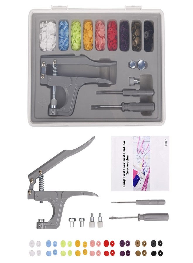 LBTEE Plastic Snap Fastener Kit with Plier Screwdriver Awl and Storage Case, 100 Sets Snaps, 9 Colors T5 Buttons, 12mm Cap. Snap Plier for T3(10mm), T5(12mm), T8(15mm) Buttons - Image 2