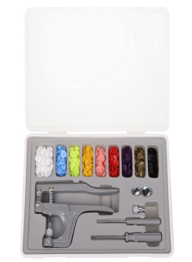 LBTEE Plastic Snap Fastener Kit with Plier Screwdriver Awl and Storage Case, 100 Sets Snaps, 9 Colors T5 Buttons, 12mm Cap. Snap Plier for T3(10mm), T5(12mm), T8(15mm) Buttons - Image 1