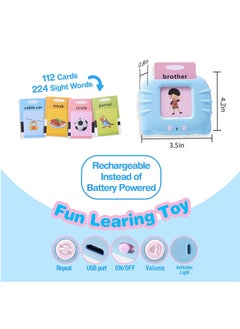 Haidue 112 Cards Talking Flash Cards for Toddlers 2-4 Years ,Educational Toys for 1 2 3 4 Year Old - Speech Therapy Toys Learning Animals Shape Color, Learning Cards Machine Birthday Gift for Ages 1-4  - Image 3