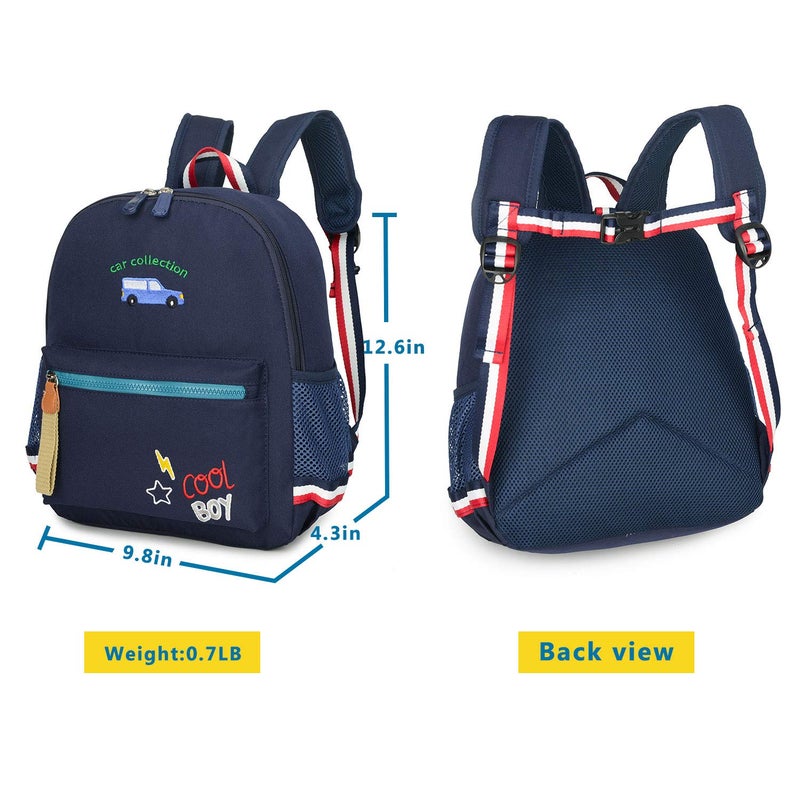 willikiva Cartoon Bus 12 Kindergarten Backpack for Kids Girls and Boys,Waterproof Preschool Toddler Backpack Wiht Leash and Safety Harness(Deep Blue) - Image 2