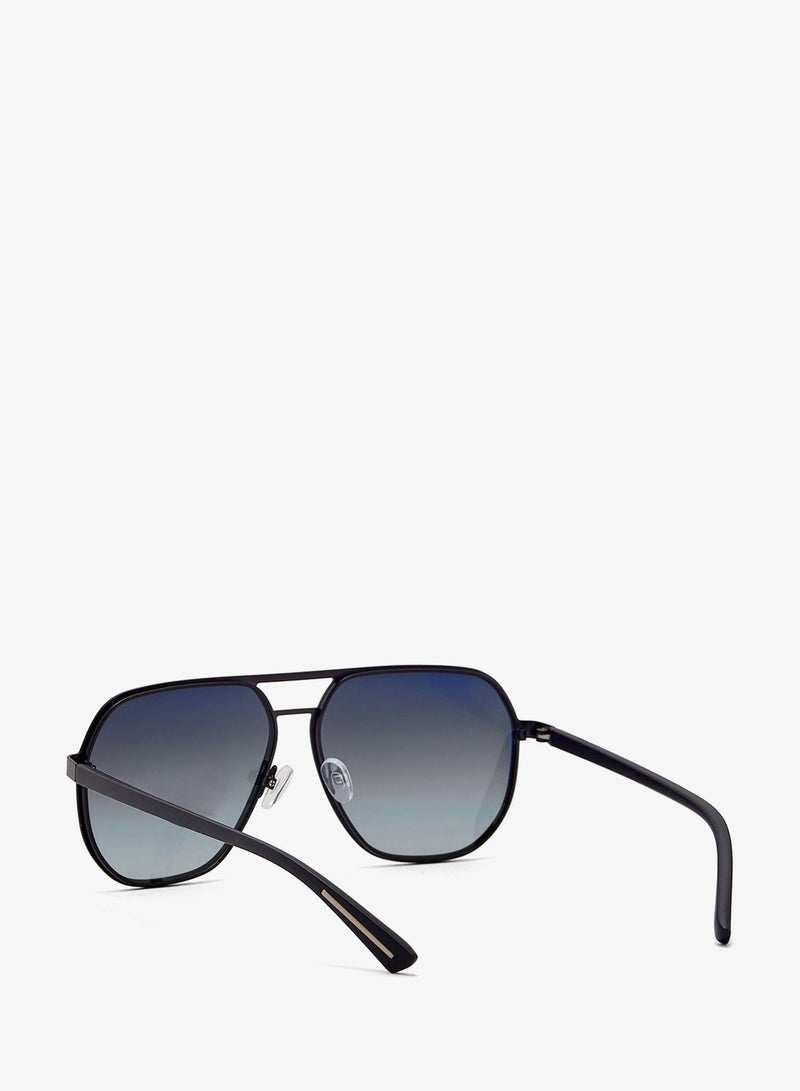 Seventy Five Classic Double BridgeTwo-Tone Square Aviator Sunglasses - Image 2