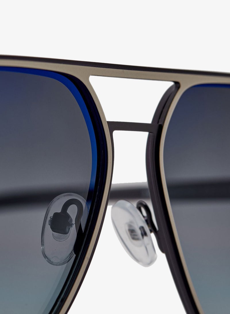 Seventy Five Classic Double BridgeTwo-Tone Square Aviator Sunglasses - Image 3