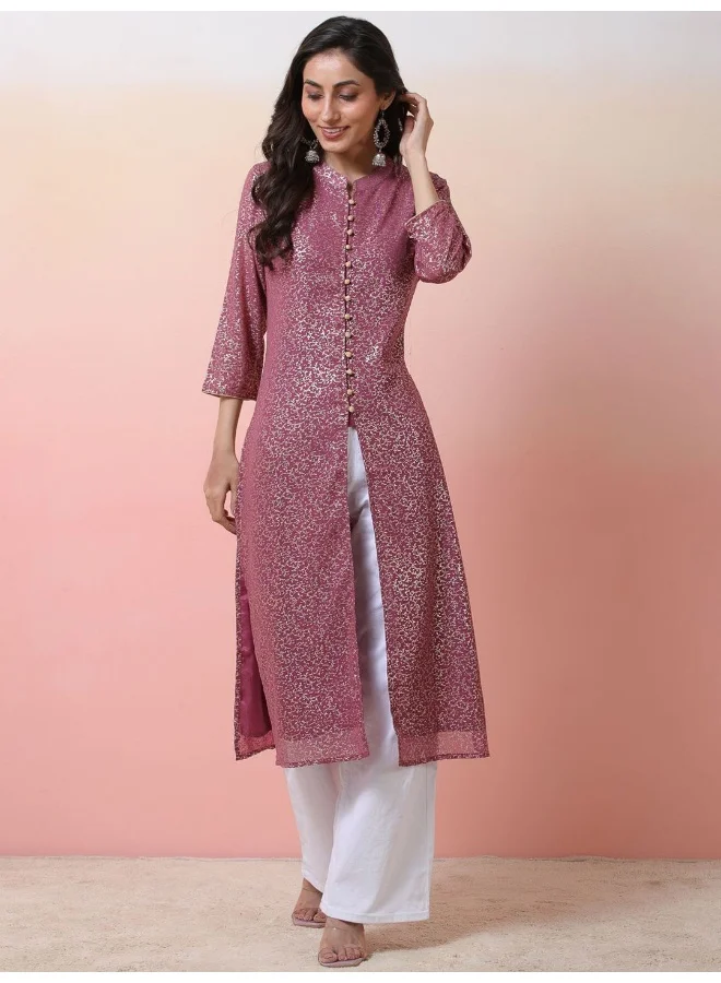 أيه كيه إس Rose Gold Print Georgette Kurta