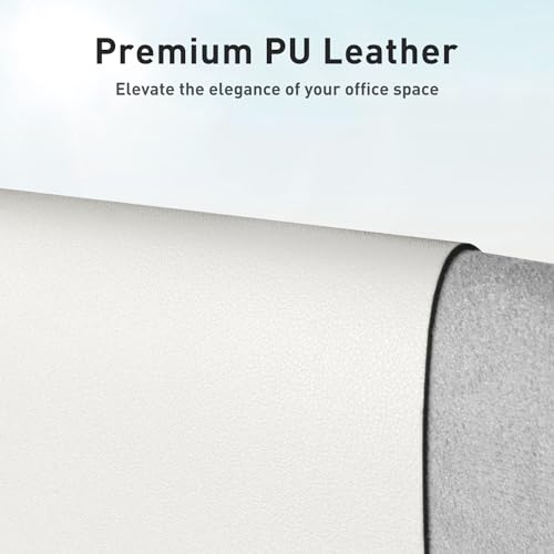Aothia Leather Desk Pad Protector, Mouse Pad, Office Desk Mat, Non-Slip PU Leather Desk Blotter, Laptop Desk Pad, Waterproof Desk Writing Pad for Office and Home (23.6" x 13.7", Off-White) - Image 2