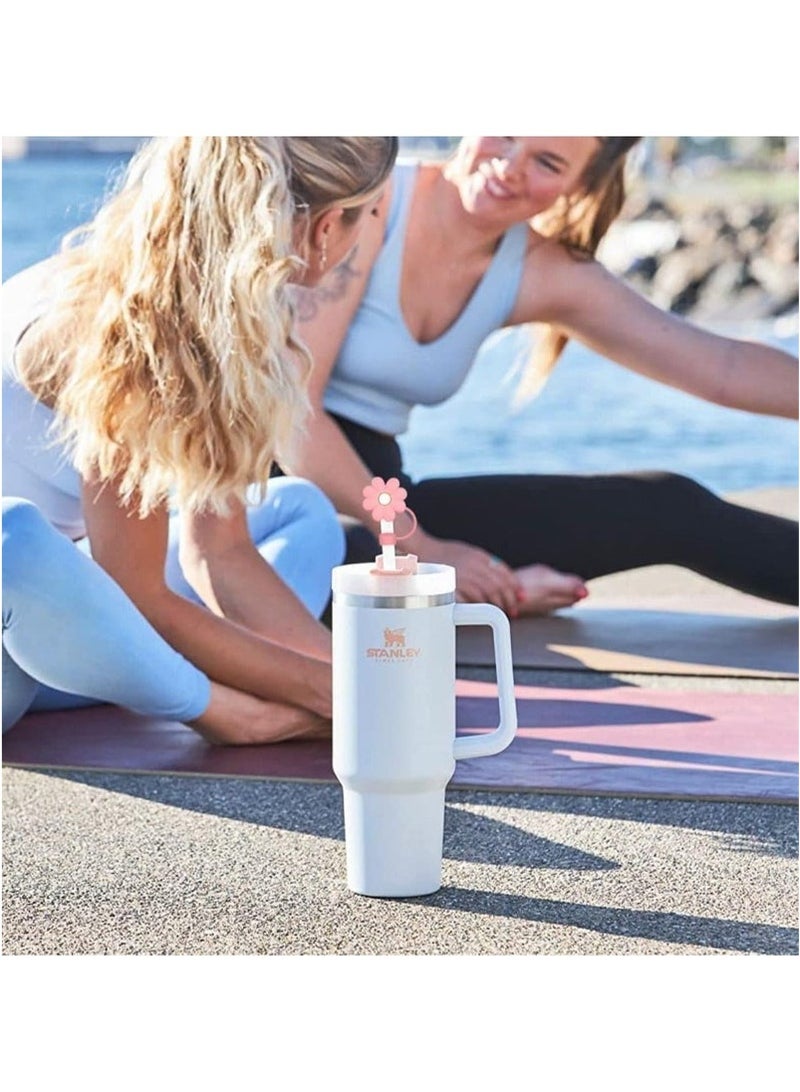 عربست قطع أغطية مصاصات وأكواب ستانلي وسيليكون زهرة وسدادات متعددة الألوان. - Image 4