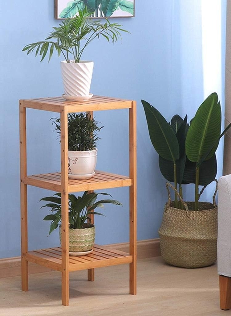 DubaiGallery 3-Layers Bamboo Multifunctional Rack, Towel Shelf Kitchen Corner Storage Plant Flower Rack Organizer - Image 3