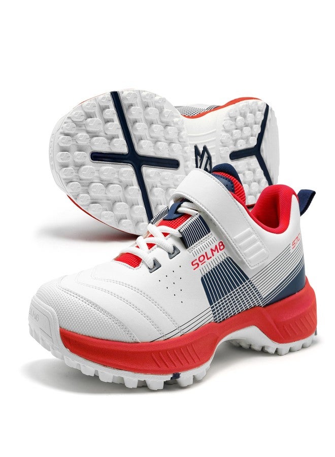 SOLM8 S70 Shoes for Men – Rubber Cleats for Turf & Grass, Secure-Fit Strap, Gel Cushion Insole, Reinforced Toe Guard – Bowler Performance Footwear Red Navy - Image 1