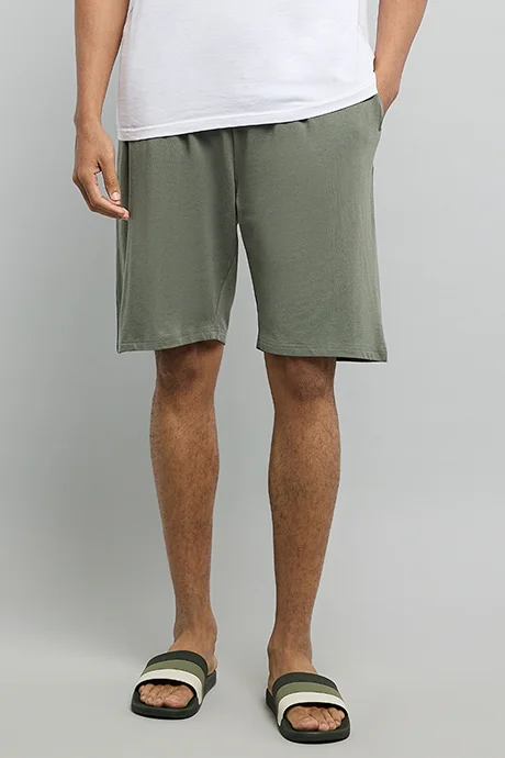 أر أند بي Solid Lounge Shorts with Drawstring Waist