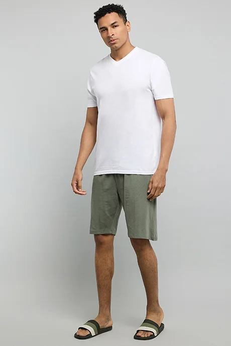 أر أند بي Solid Lounge Shorts with Drawstring Waist