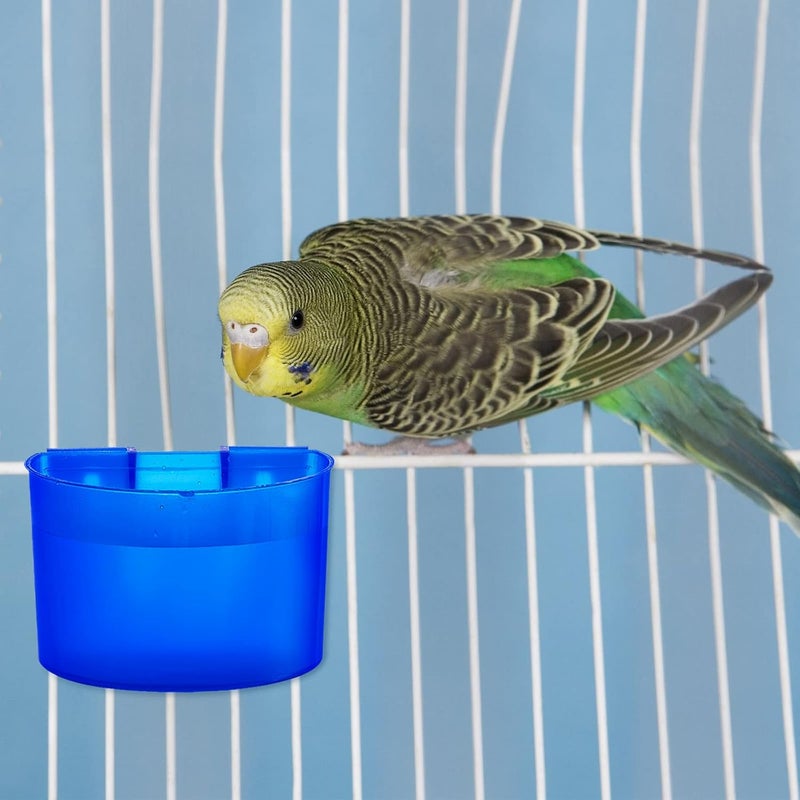 Suclain 30 Pcs Cage Cups Bird Feeders Chicken Water Feeder Bunny Food Bowl Plastic Seed Bowl Hanging Chicken Feeding Watering Dish Feeders, Bird Cage Feeding Cups for Parrot Parakeet Pet Poultry Pigeon, Blue - Image 4