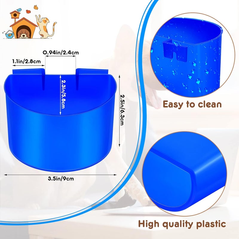Suclain 30 Pcs Cage Cups Bird Feeders Chicken Water Feeder Bunny Food Bowl Plastic Seed Bowl Hanging Chicken Feeding Watering Dish Feeders, Bird Cage Feeding Cups for Parrot Parakeet Pet Poultry Pigeon, Blue - Image 2