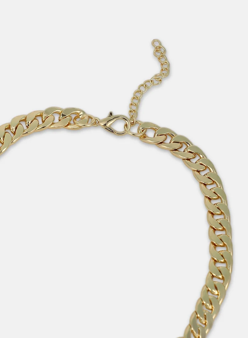 Sohi  Women The Petra-Chain Collar Necklace | California  Colour | One-Size | Artificial Stone Alloy Material | Lobster Clasp Closure | Necklace For Casual & Evening Wear for Women | Best Price UAE