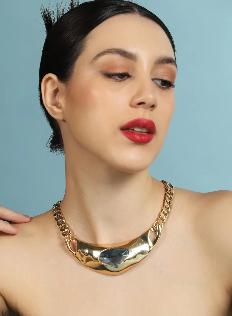 Sohi  Women The Petra-Chain Collar Necklace | California  Colour | One-Size | Artificial Stone Alloy Material | Lobster Clasp Closure | Necklace For Casual & Evening Wear for Women | Best Price UAE