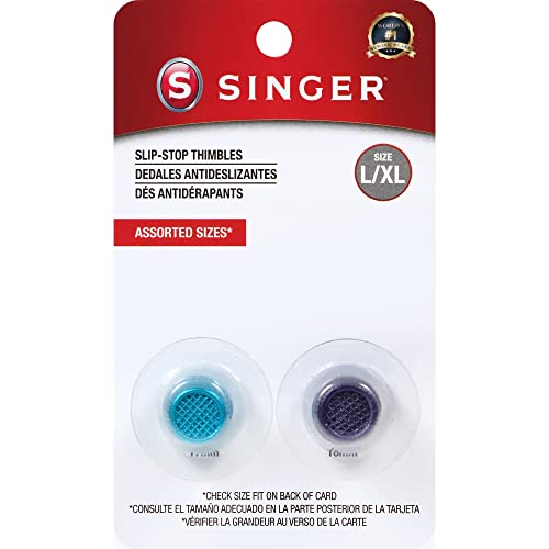 SINGER SINGER Slip Stop Thimbles Size Large and XLarge Metallic Blue and Purple  Set of 2