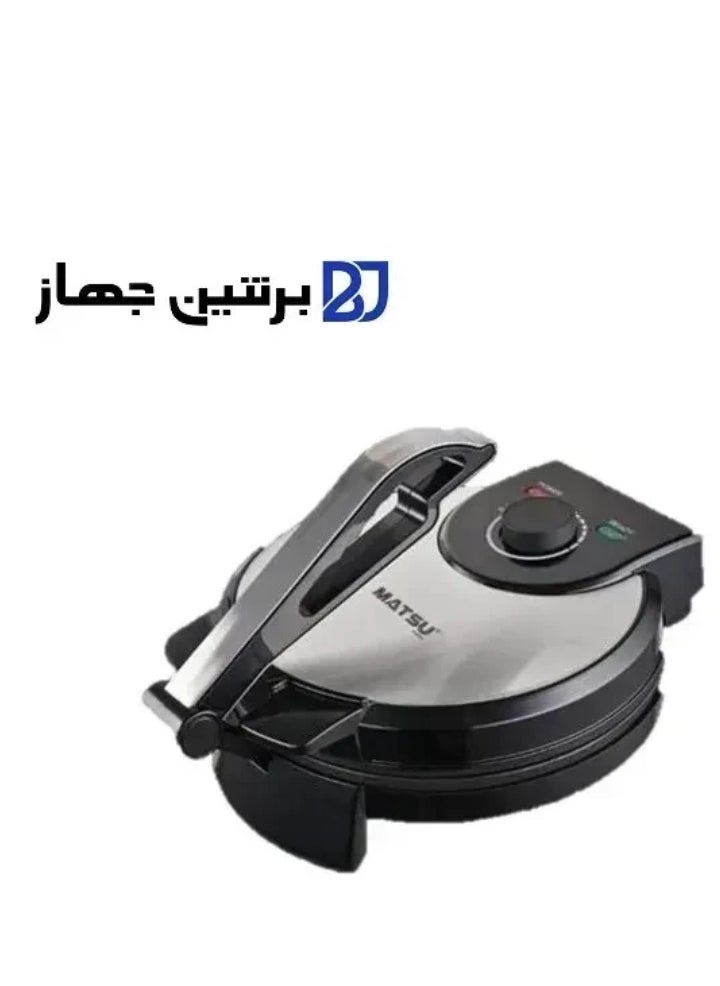 Generic - MATSU 10-Inch Electric Roti Maker – 1200W Non-Stick Chapati Press with Stainless Steel Housing – Adjustable Temperature Control – Dual Power/Ready Indicator Lights – Safety Lock – Cool-Touch Handle – Easy to Clean Flatbread Maker – 220-240V UAE-Compatible Kitchen Appliance - Image 1