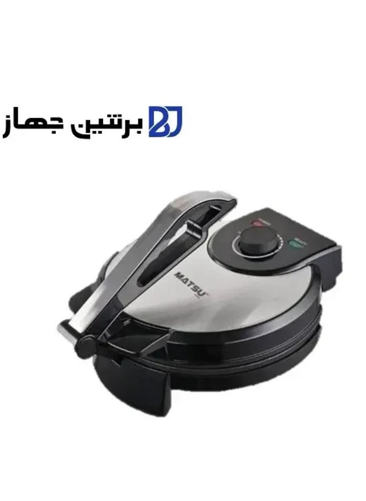 Generic - MATSU 10-Inch Electric Roti Maker – 1200W Non-Stick Chapati Press with Stainless Steel Housing – Adjustable Temperature Control – Dual Power/Ready Indicator Lights – Safety Lock – Cool-Touch Handle – Easy to Clean Flatbread Maker – 220-240V UAE-Compatible Kitchen Appliance - Image 1