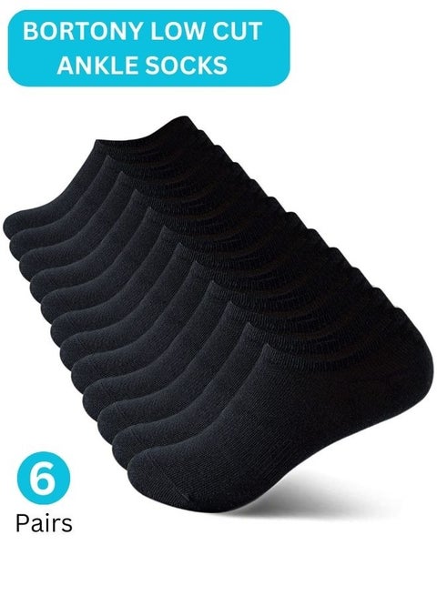 BOROTNY 6 Pairs No Show Socks for Mens Womens Low Ankle Socks Adults Free Size Socks for Sneakers Footies Athletic Anti-slip Invisible Liner Socks