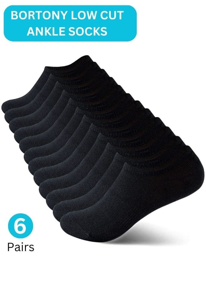 BORTONY - BOROTNY 6 Pairs No Show Socks for Mens Womens Low Ankle Socks Adults Free Size Socks for Sneakers Footies Athletic Anti-slip Invisible Liner Socks - Image 1