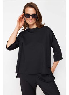 trendyol Black Oversize/Wide Pattern Knitted Sweatshirt/Pants Top-Bottom Set  - Image 3