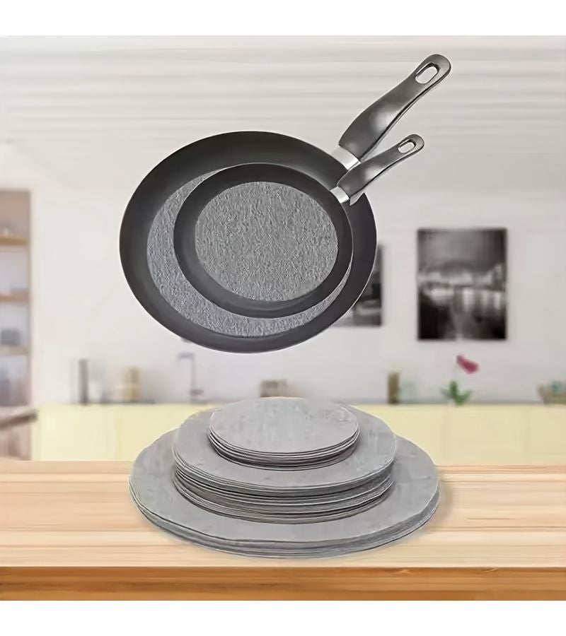 Grey 48pcs Round Felt Pads for Flat Surfaces Tableware and Stacking Pots and Pans - Image 3