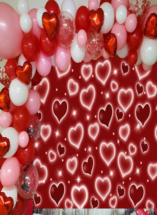 RUYI Early 2000s Backdrop for Red Heart Party Photo Backdrops 7x5FT Glitter Heart Sweet 16 18th 21th 30th Women Men Happy Birthday Photography Background Selfile Wall Decor - Image 5