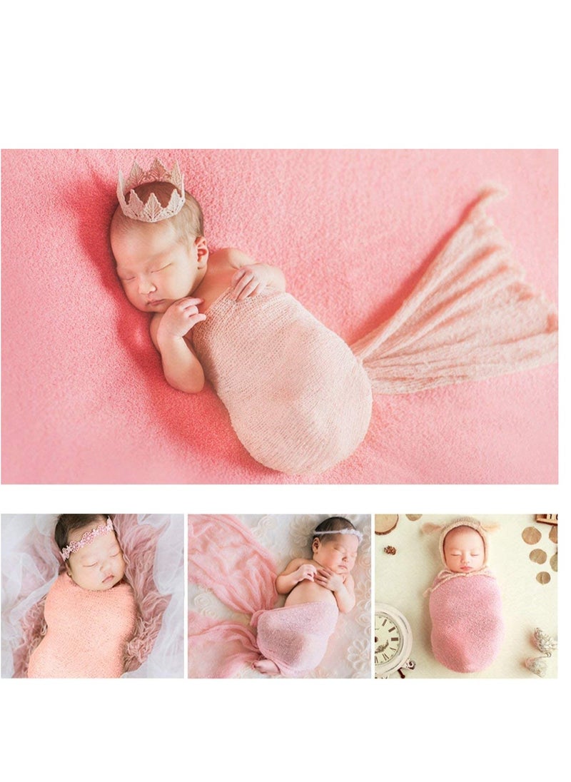 KASTWAVE Newborn Baby Photography Props, Long Ripple Wrap Blanket Photo Props, Newborn Photo Shoot Outfits for Baby (15.7in * 59in / 40cm * 150cm, Pink)  - Image 2