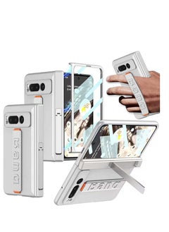 Excefore جراب متوافق مع هاتف Google Pixel Fold، جراب مغناطيسي مع واقي شاشة وحزام يد، غطاء صلب غير لامع مقاوم للصدمات باللون الفضي، مع حامل مدمج، لجراب Pixel Fold  - Image 1