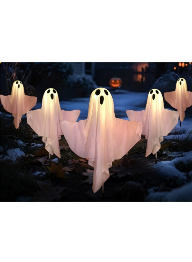 JCB CHIC أضواء أشباح الهالوين، 5 قطع أضواء أشباح الهالوين، زينة أشباح الهالوين مع أضواء LED لحفلات الهالوين، الحديقة، الزينة الخارجية - Image 2