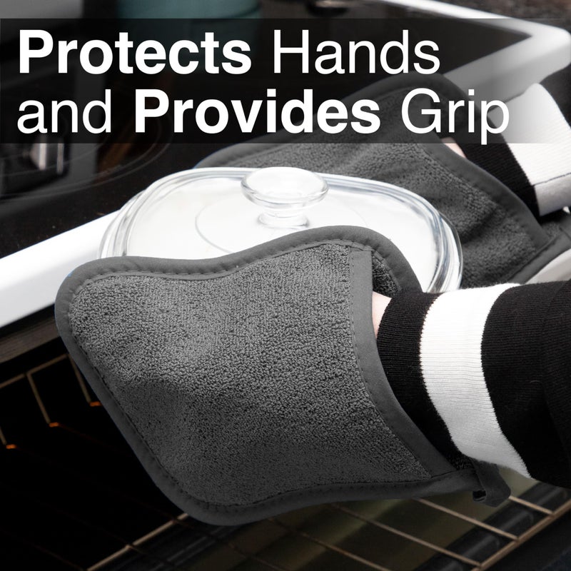 RITZ Terry Pocket Mitt & Hot Pad: Unparalleled Heat Resistant, Durable 100% Cotton â€“ Ergonomically Designed for Optimal Grip â€“ Easy-Care Machine Washable â€“ 4-Pack, Graphite - Image 5