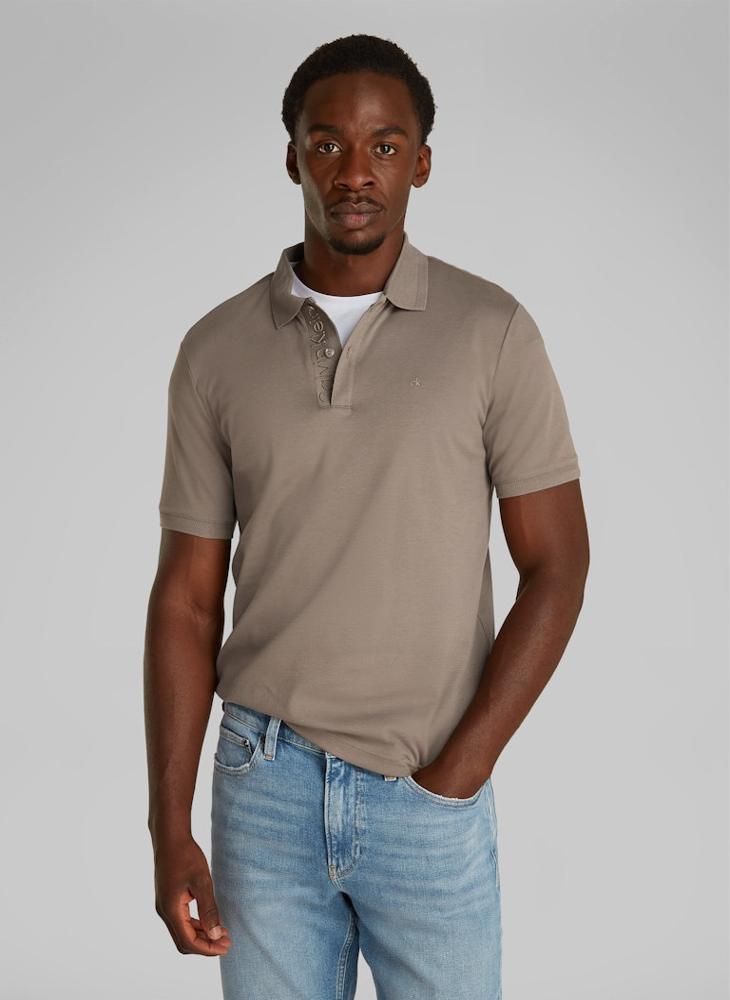 CALVIN KLEIN Texture Collar Short Sleeve Polo  - Image 1