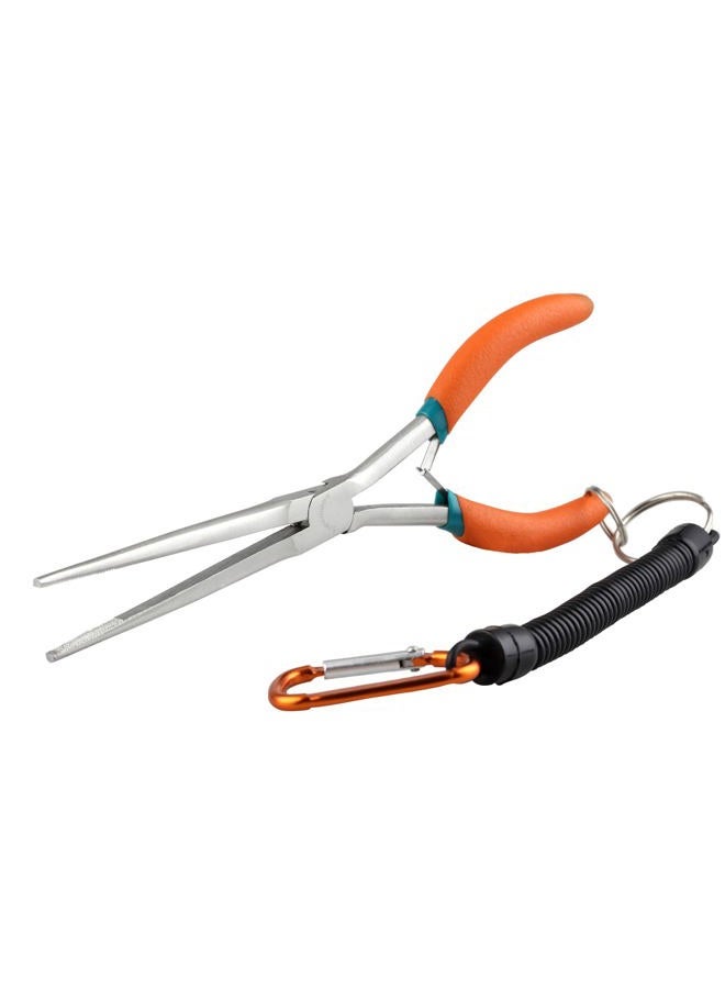 SPEEDWOX Extra Long Needle Nose Pliers with Anti-Loss Lanyard Needle Remover Pliers with Serrated Jaw for Jewelry Making, Bending Wire and Small Object Gripping for Hard to Reach Narrow Spaces - Image 1