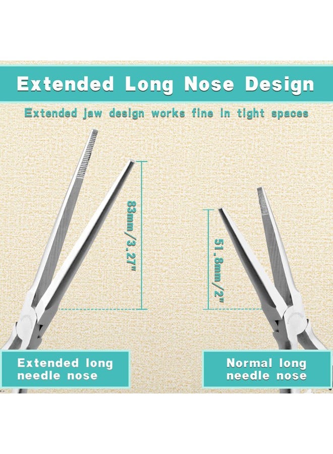 SPEEDWOX Extra Long Needle Nose Pliers with Anti-Loss Lanyard Needle Remover Pliers with Serrated Jaw for Jewelry Making, Bending Wire and Small Object Gripping for Hard to Reach Narrow Spaces - Image 3