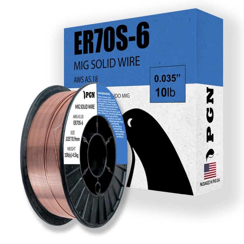 PGN Bearings PGN Solid MIG Welding Wire ER70S6 035 Inch 10 Pound Spool Mild Steel MIG Wire with Low Splatter and High Levels of Deoxidizers For All Position Gas Welding - Image 2