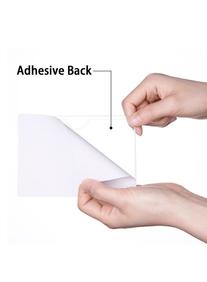 Antner 32 Pack Selfadhesive Index Card Pockets For 3" X 5" Card Clear Plastic Labels Holders Top Open For Loading Card Holder For Storage Bins Library And Locker (3.74 X 5.3 Inches)  - Image 2