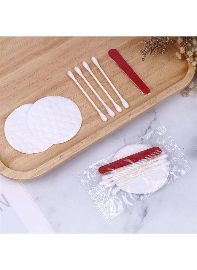 HQSLsund 100 Pack Hotel Vanity Kit Individually Wrapped, Bulk Hotel Amenities Kit, Hotel Hospitality Set, Hygiene Products Include Cosmetic Cotton Pads, Cotton Swabs, Nail File (Paper Sticks)  - Image 1