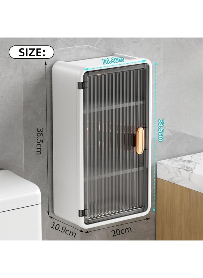 Generic - Wall-Mounted Tissue Box Bathroom Storage Rack,Large Capacity No Drilling Bathroom Storage Shelf Wall-Mounted Bathroom Organizer Rack Dust and Moisture Proof Shelf For Cosmetics Multi functional large capacity roll paper storage box - Image 1