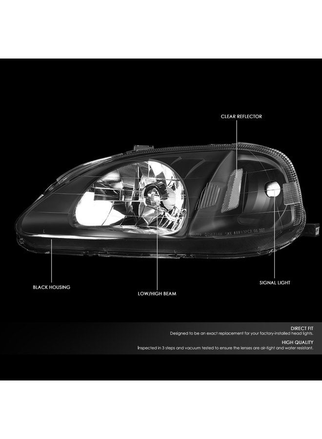 DNA MOTORING مصابيح أمامية بديلة باللون الأسود HL-OH-HC99-BK-CL1 لسيارة 99-00 سيفيك - Image 2