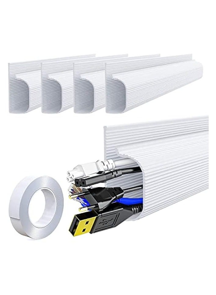 erorex 4 Pcs J Channel Desk Cable Raceway Management, Cable Management Under Desk, Cord Hider Desk Cable Tray, No Drilling Under Desk Cable Management Tray, Wire Organizer Trays  - Image 1