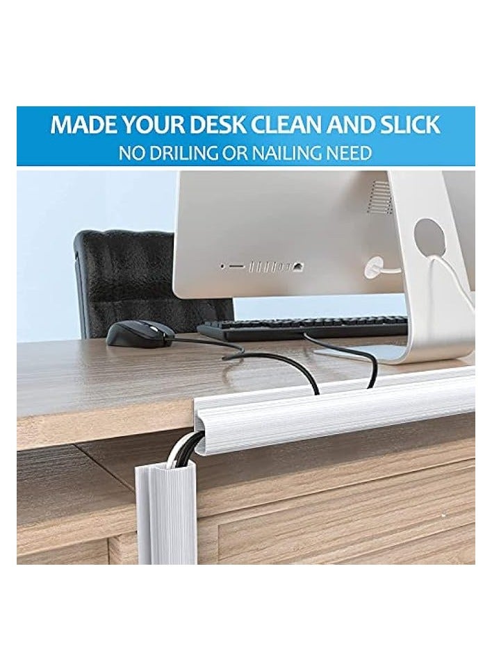 erorex 4 Pcs J Channel Desk Cable Raceway Management, Cable Management Under Desk, Cord Hider Desk Cable Tray, No Drilling Under Desk Cable Management Tray, Wire Organizer Trays  - Image 4