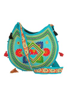 Tribe Azure Fair Trade Tribe Azure Women Hippie Sling Handmade Crossbody Bag Boho Chic Patchwork Embroidered Shoulder Large Purse Gypsy Blue  - Image 1