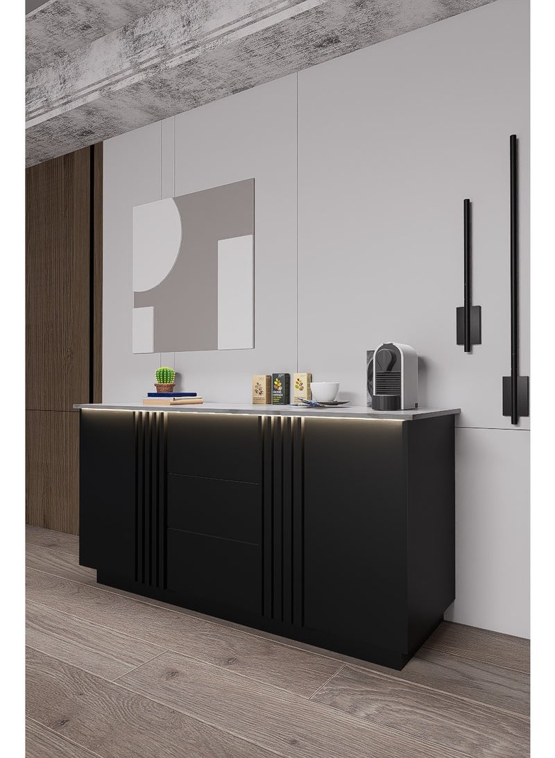 كوفي وورلد ركن القهوة باللون اسود بالاضاءة المخفية الانيقة تكيسات الطولية. - Image 3